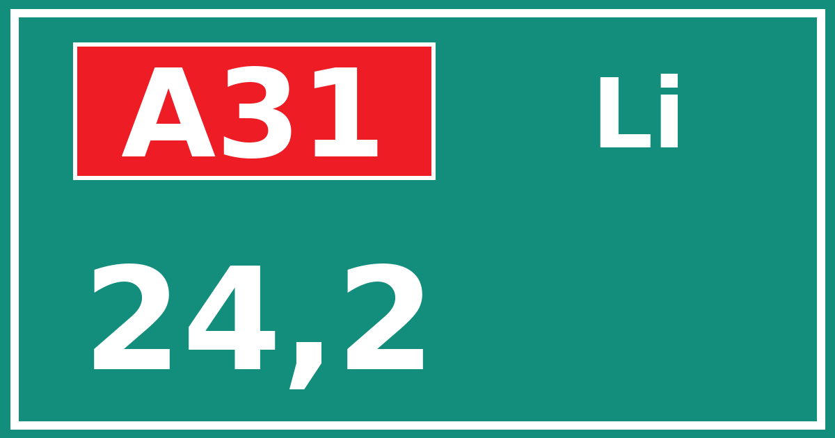 Hectometerbord A31 24,2 zijde Li