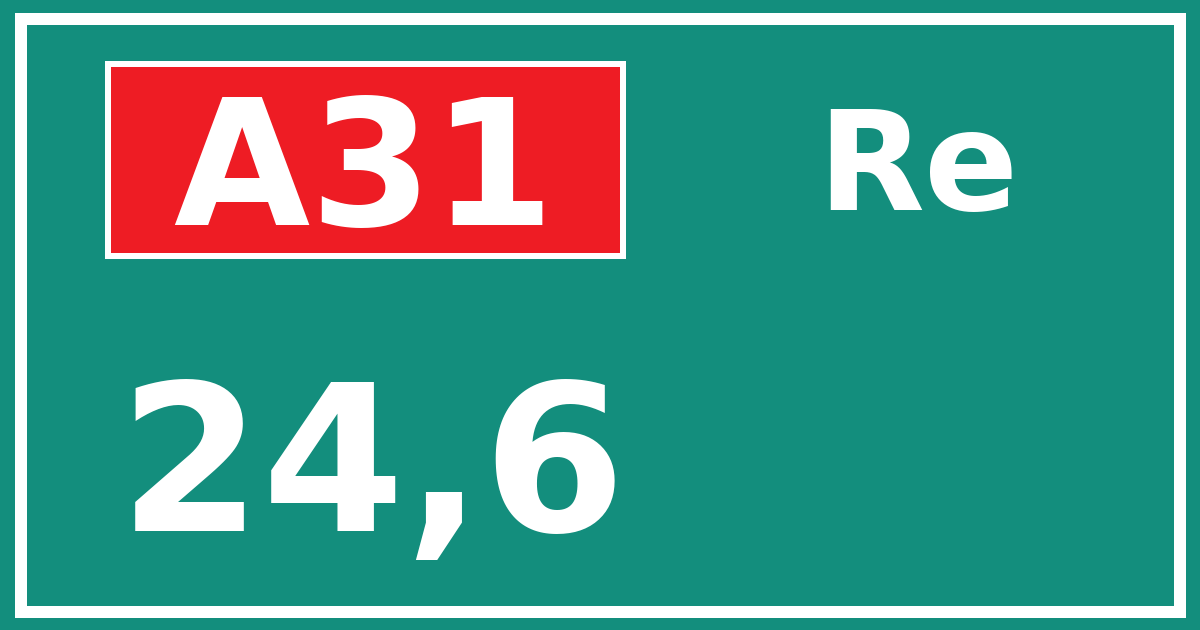 Hectometerbord A31 24,6 zijde Re