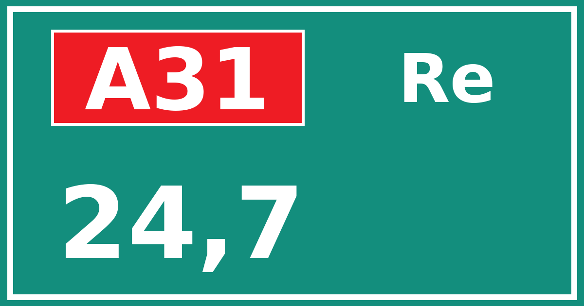 Hectometerbord A31 24,7 zijde Re