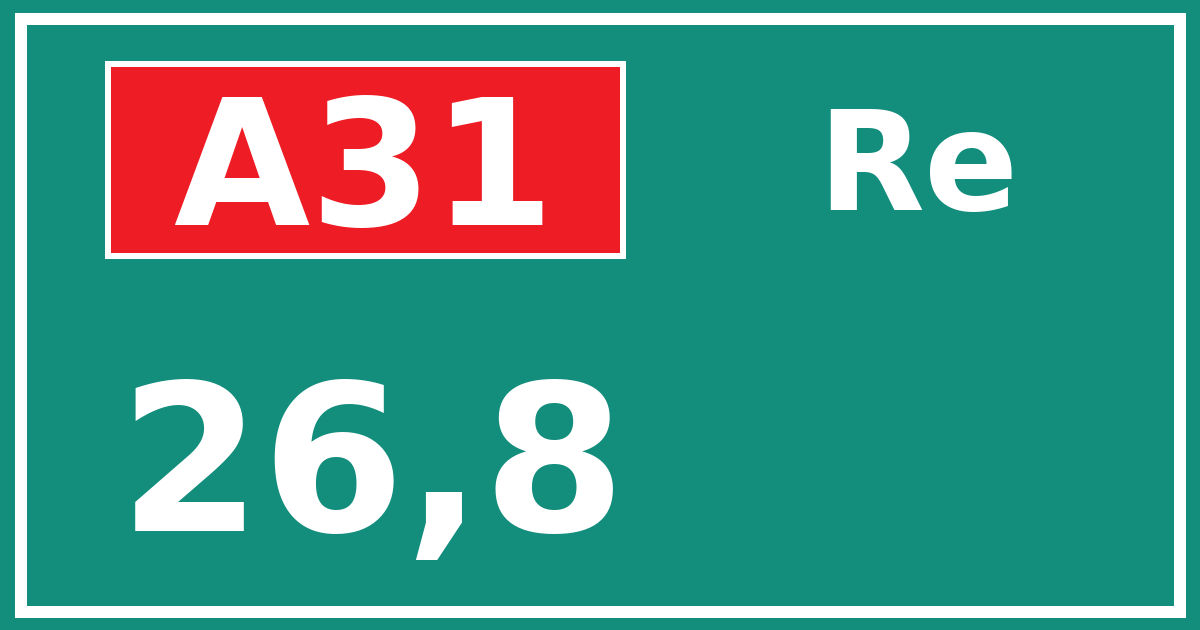 Hectometerbord A31 26,8 zijde Re