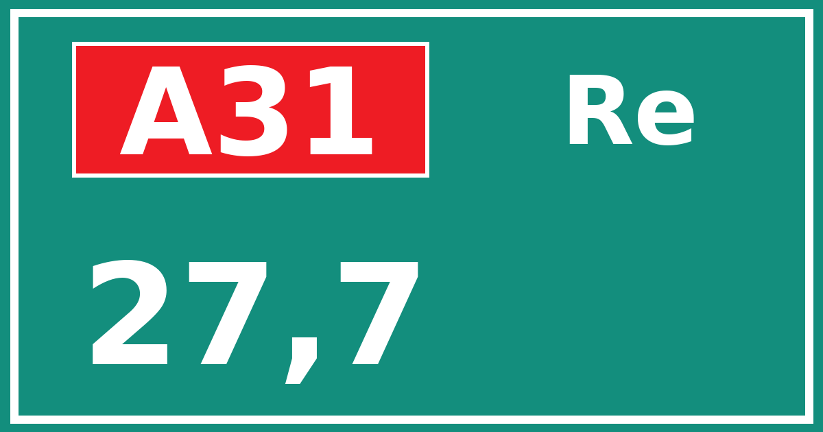 Hectometerbord A31 27,7 zijde Re