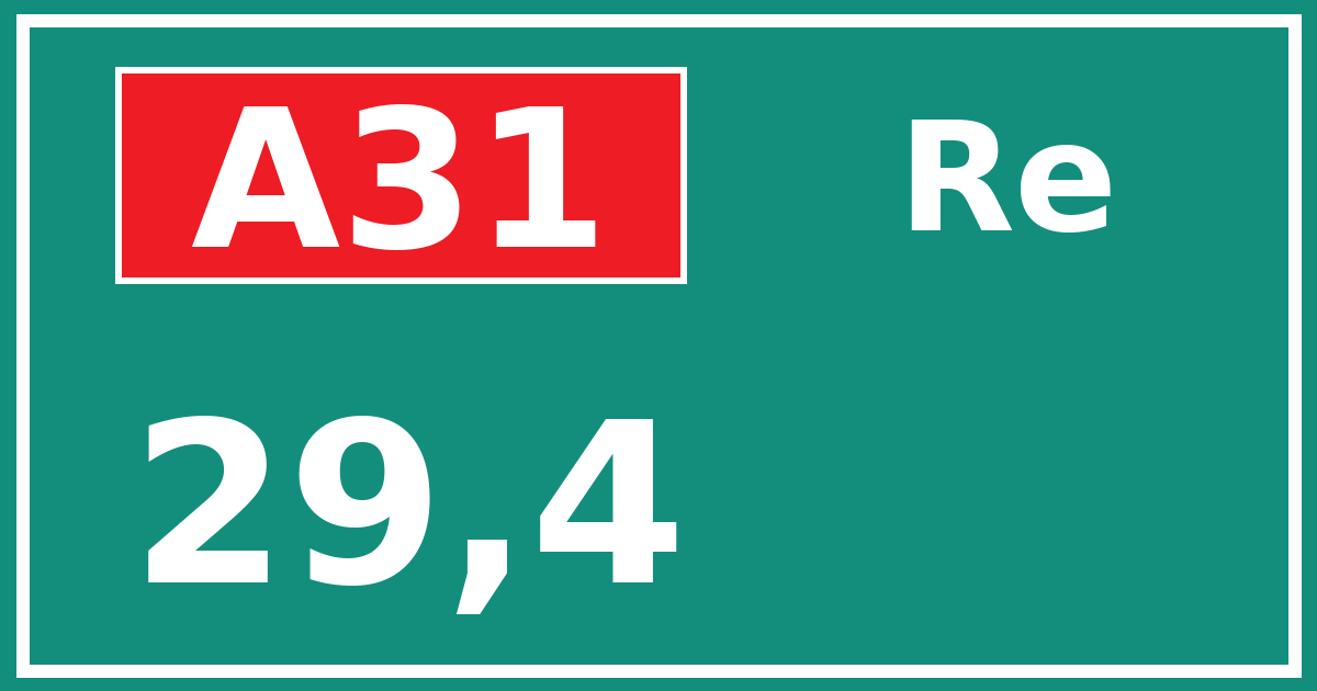 Hectometerbord A31 29,4 zijde Re