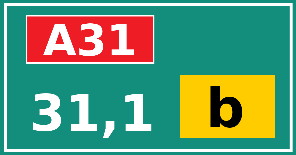 Hectometerbord A31 31,1 letter b