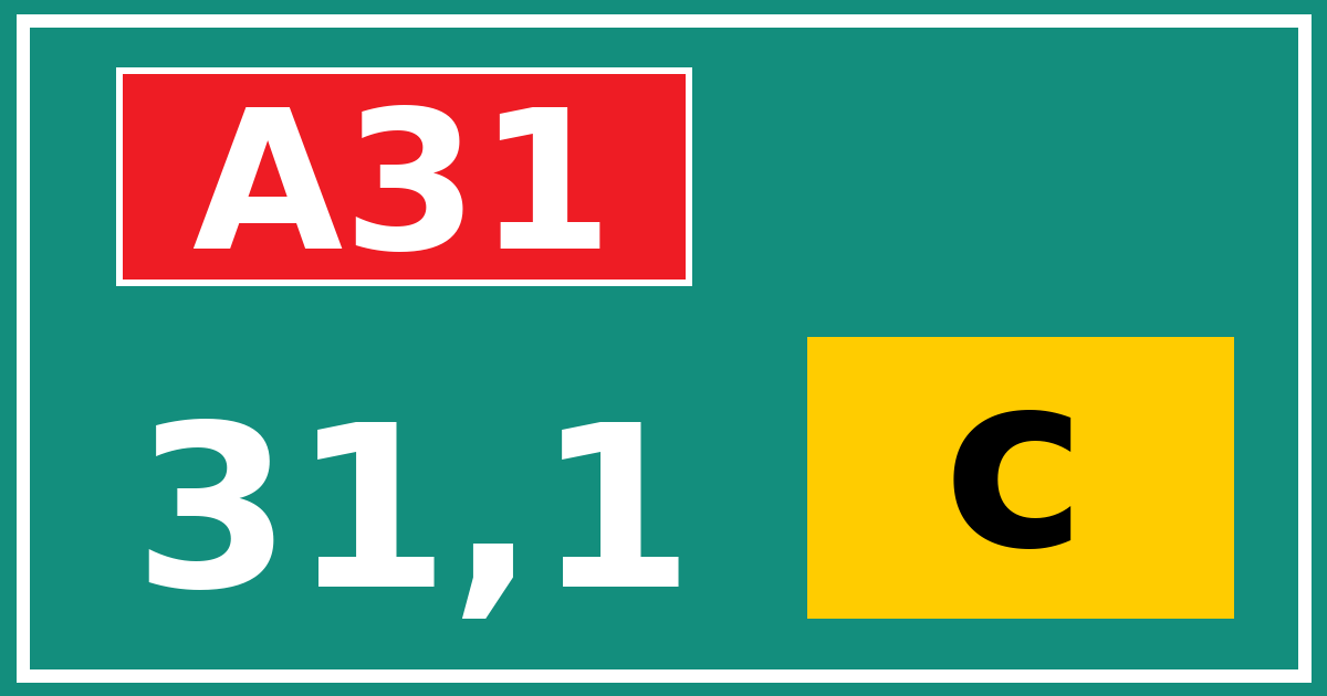 Hectometerbord A31 31,1 letter c
