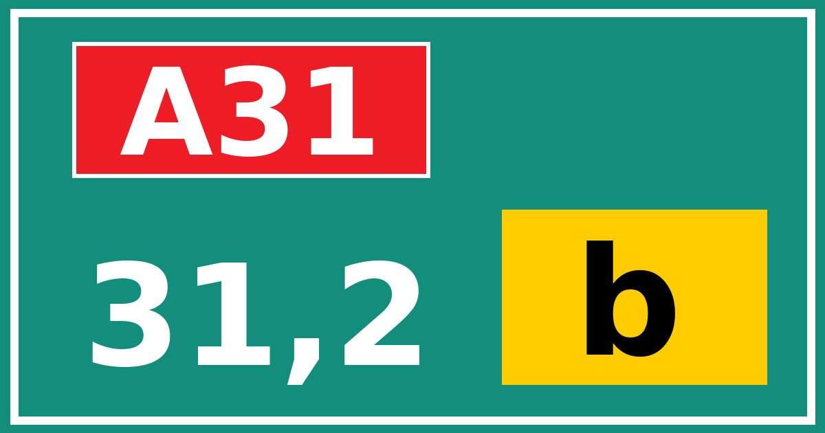 Hectometerbord A31 31,2 letter b