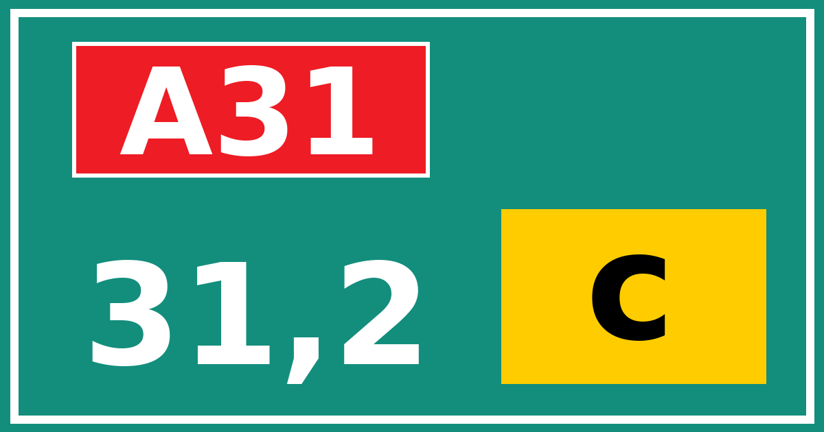 Hectometerbord A31 31,2 letter c