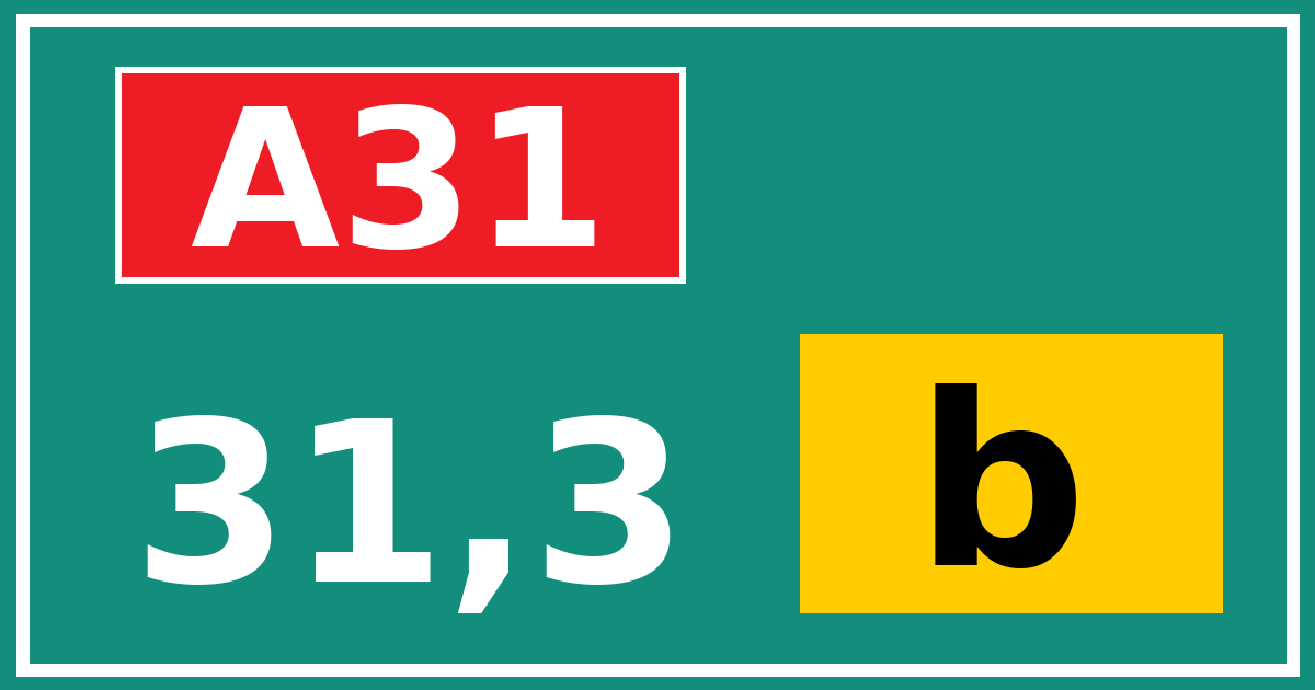 Hectometerbord A31 31,3 letter b