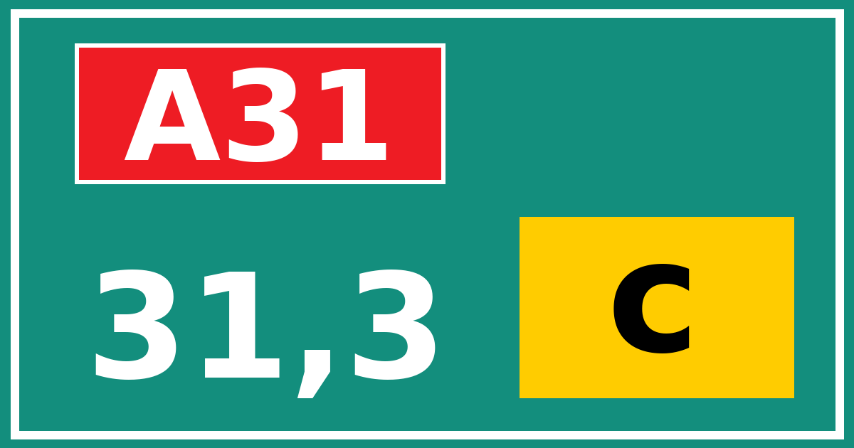 Hectometerbord A31 31,3 letter c