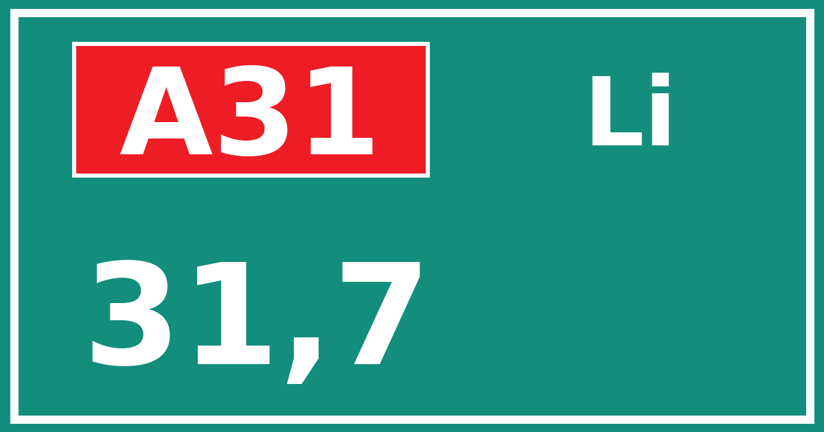 Hectometerbord A31 31,7 zijde Li