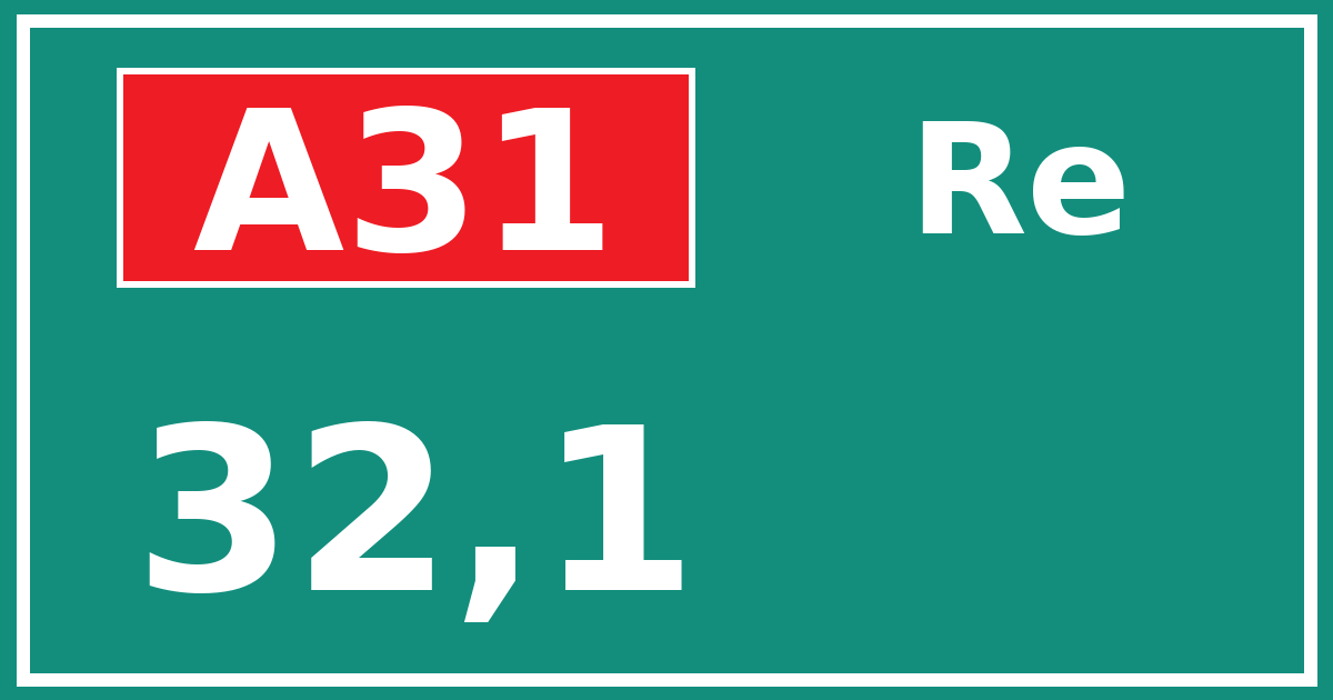Hectometerbord A31 32,1 zijde Re