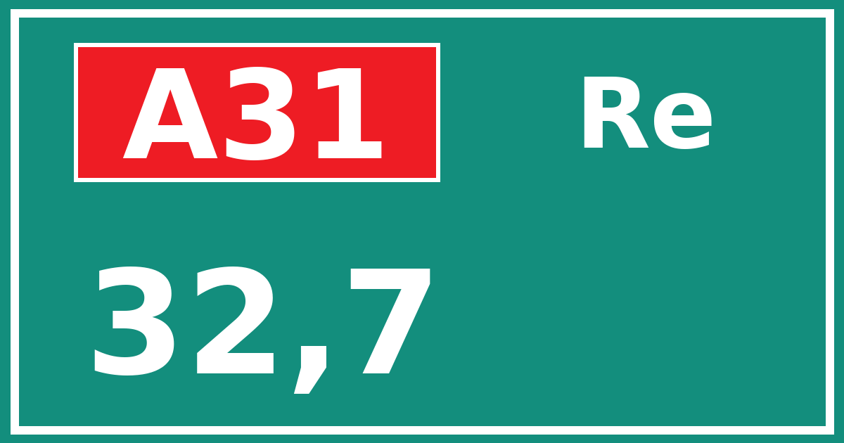 Hectometerbord A31 32,7 zijde Re