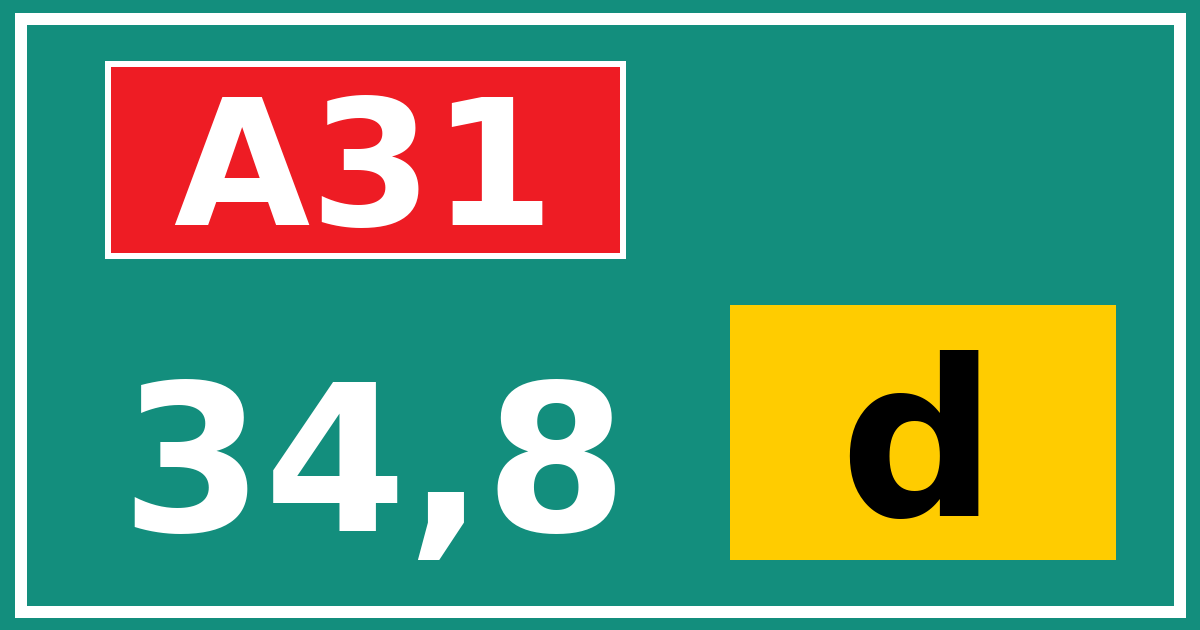 Hectometerbord A31 34,8 letter d