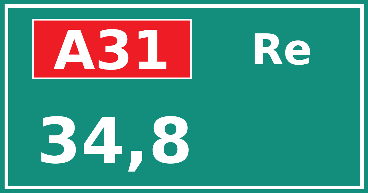 Hectometerbord A31 34,8 zijde Re