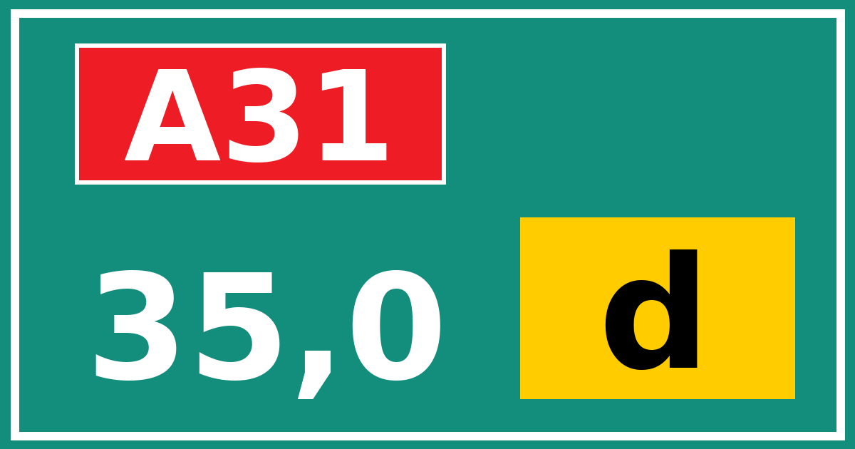 Hectometerbord A31 35,0 letter d