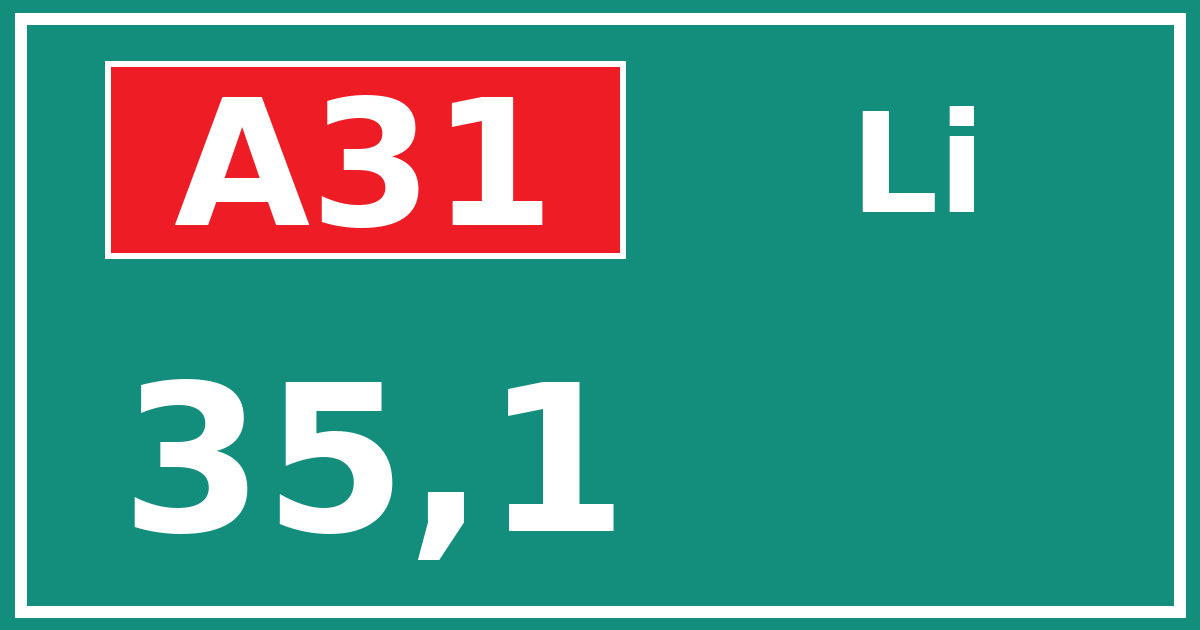 Hectometerbord A31 35,1 zijde Li