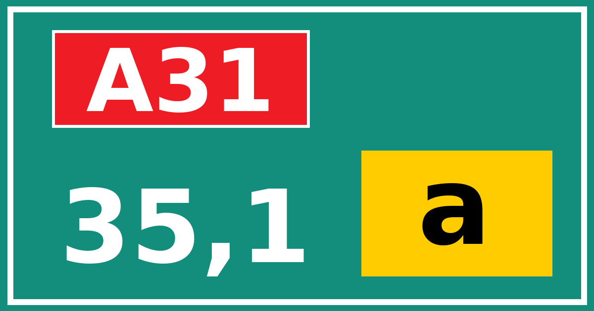 Hectometerbord A31 35,1 letter a