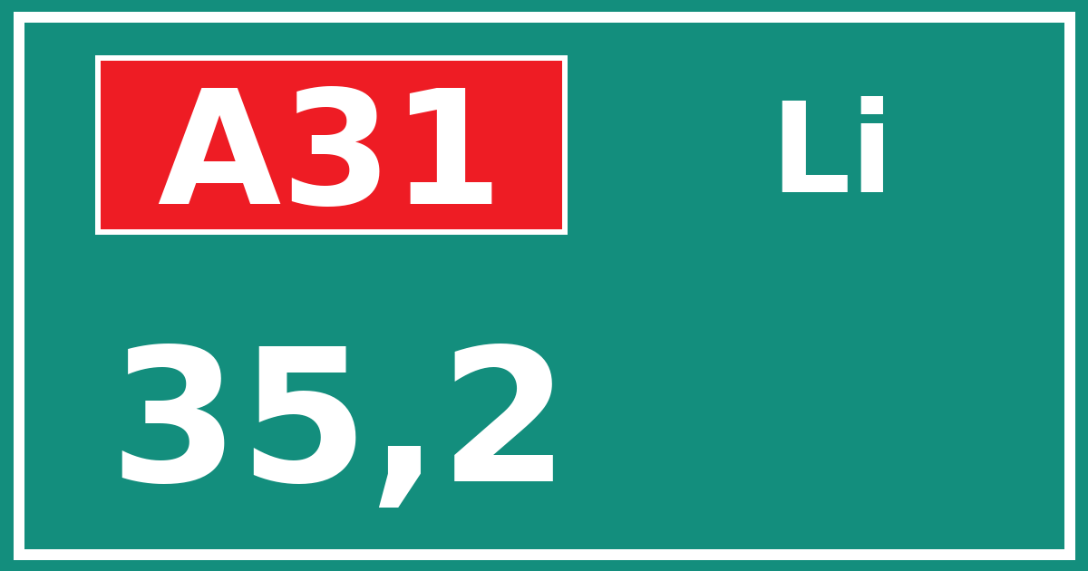 Hectometerbord A31 35,2 zijde Li
