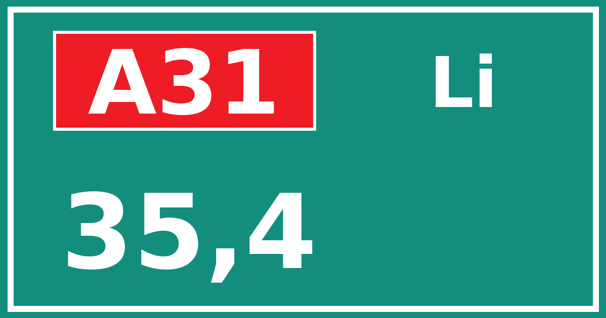 Hectometerbord A31 35,4 zijde Li