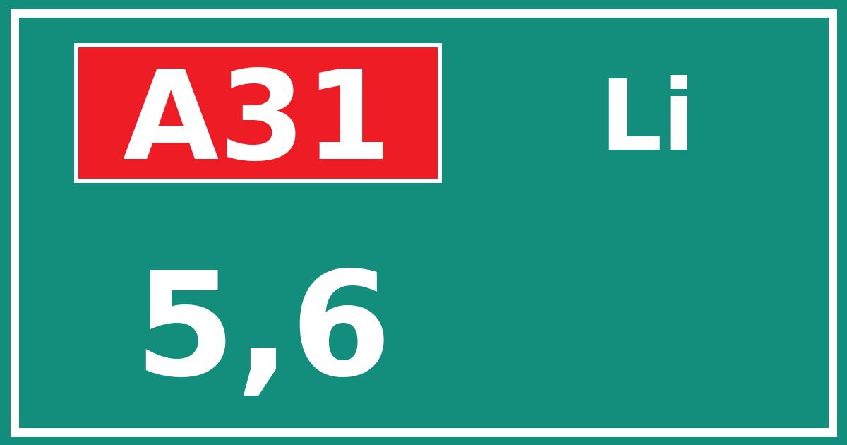 Hectometerbord A31 5,6 zijde Li