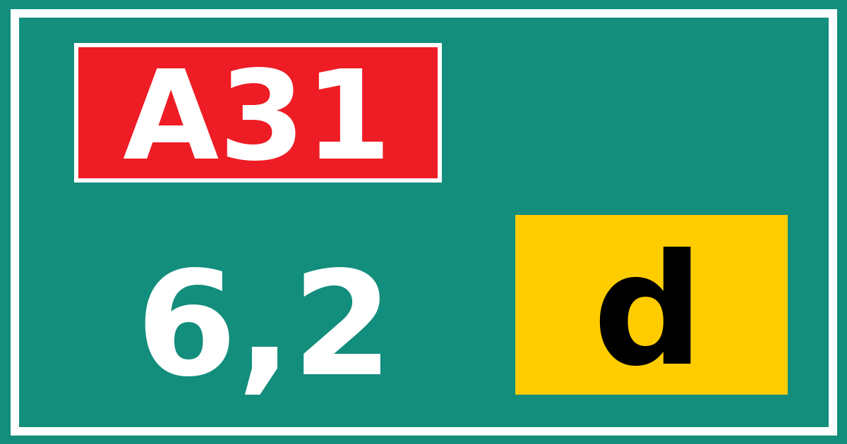 Hectometerbord A31 6,2 letter d