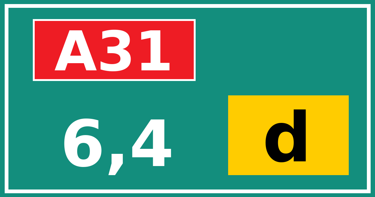 Hectometerbord A31 6,4 letter d