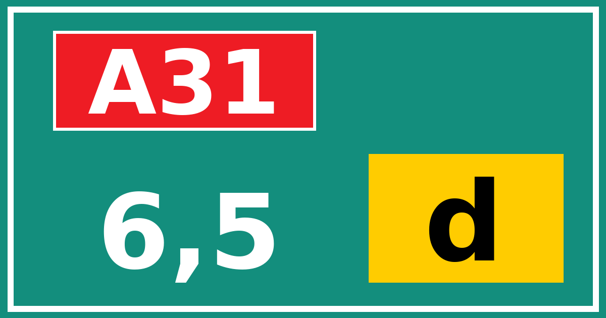Hectometerbord A31 6,5 letter d