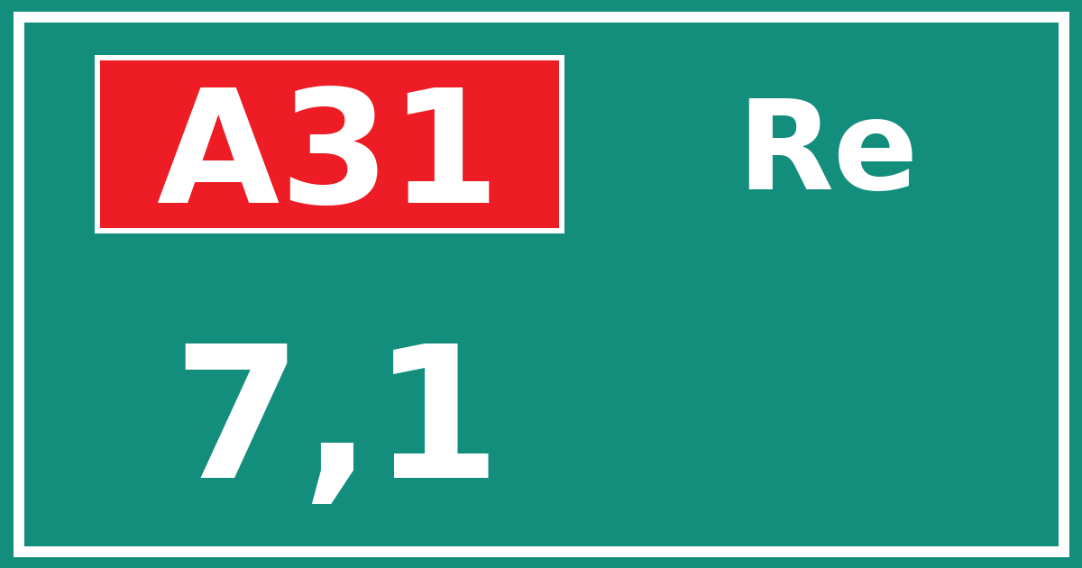 Hectometerbord A31 7,1 zijde Re