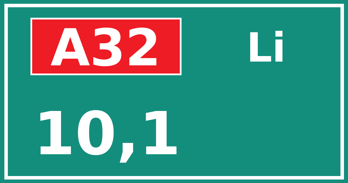 Hectometerbord A32 10,1 zijde Li