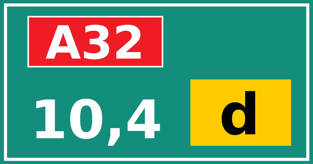 Hectometerbord A32 10,4 letter d