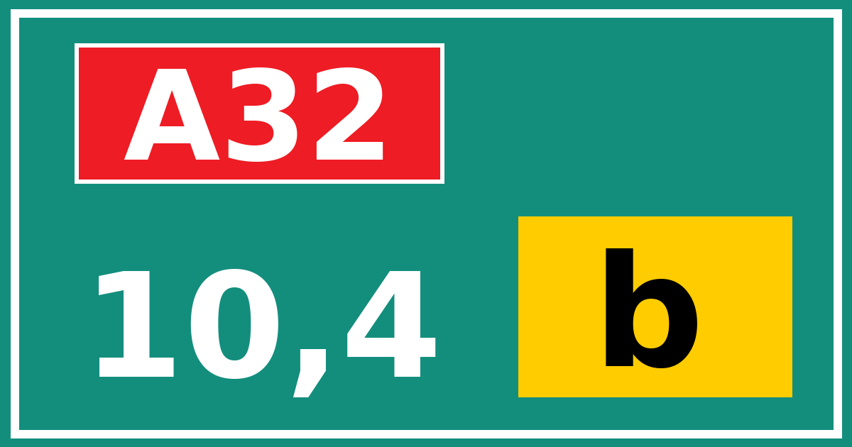 Hectometerbord A32 10,4 letter b