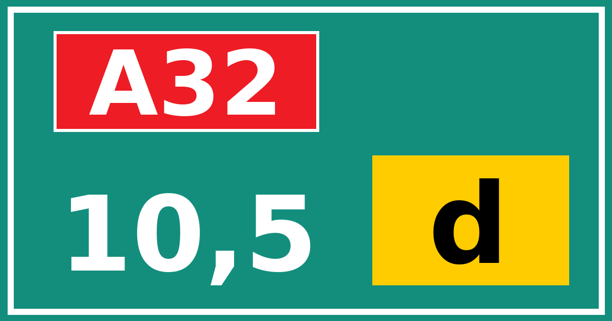 Hectometerbord A32 10,5 letter d