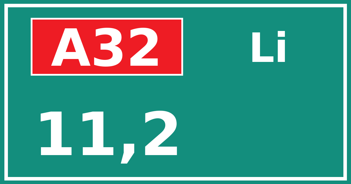 Hectometerbord A32 11,2 zijde Li