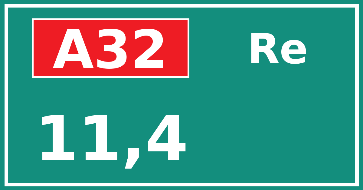 Hectometerbord A32 11,4 zijde Re