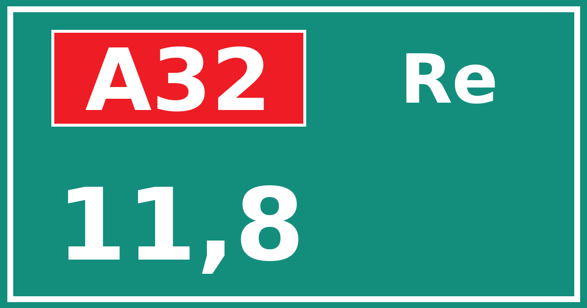 Hectometerbord A32 11,8 zijde Re