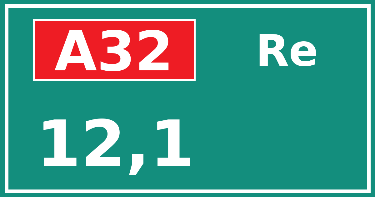 Hectometerbord A32 12,1 zijde Re