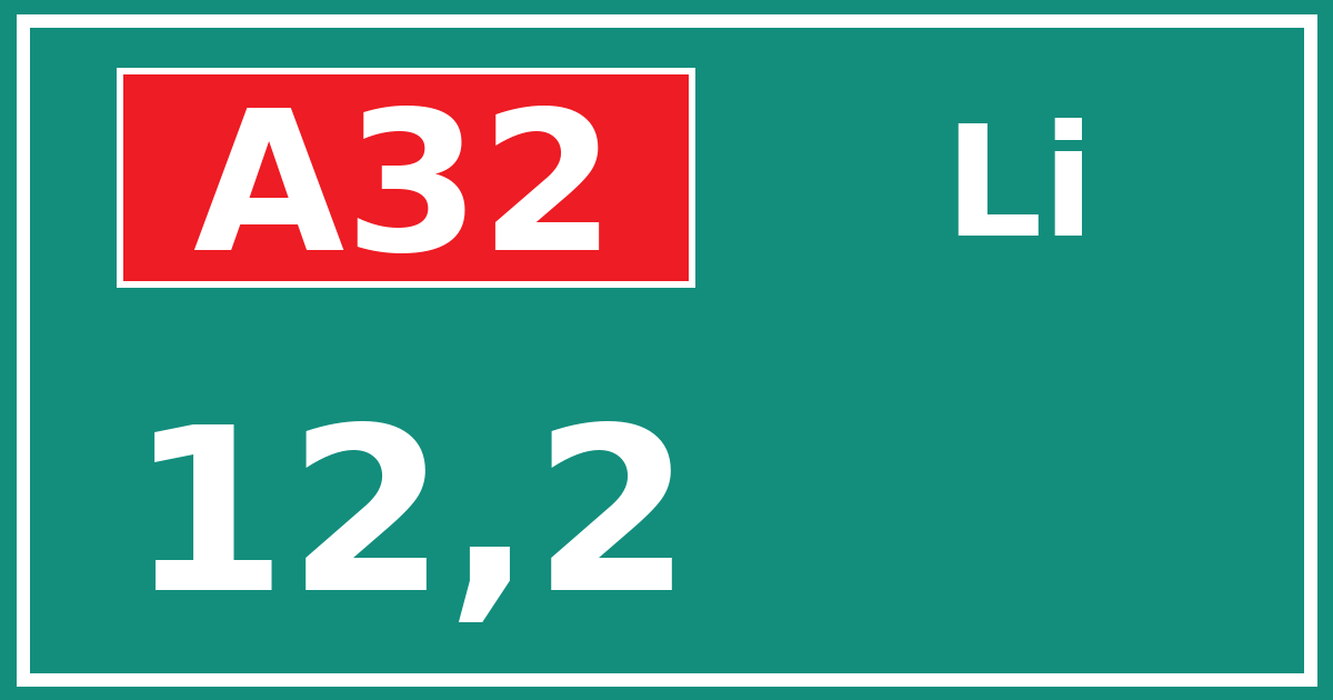 Hectometerbord A32 12,2 zijde Li