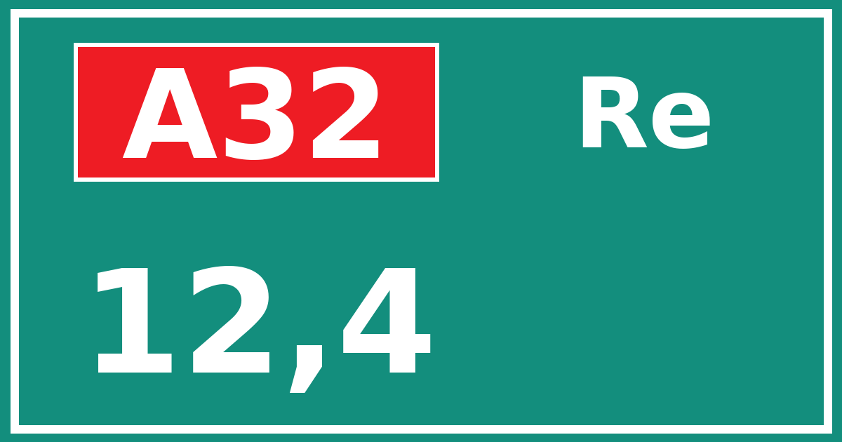 Hectometerbord A32 12,4 zijde Re