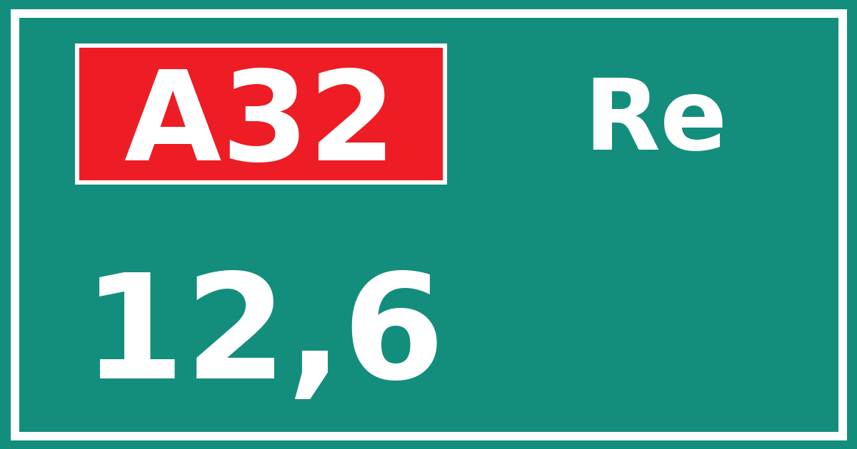 Hectometerbord A32 12,6 zijde Re