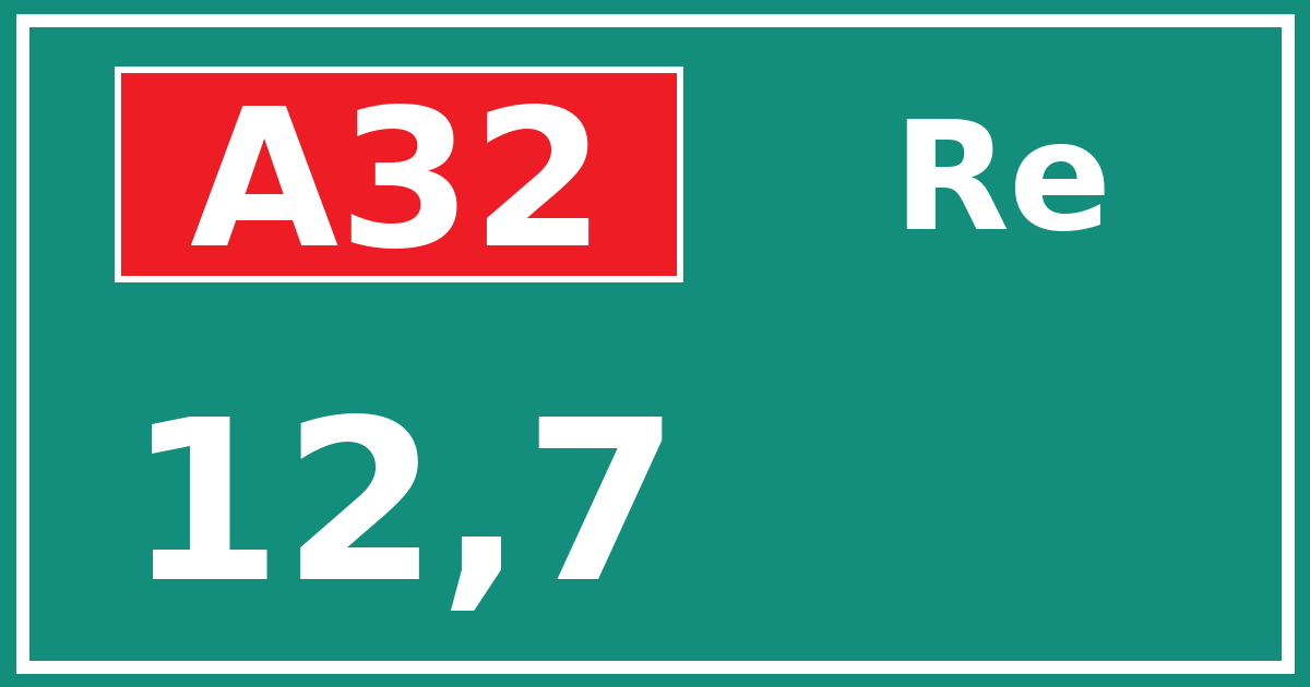 Hectometerbord A32 12,7 zijde Re