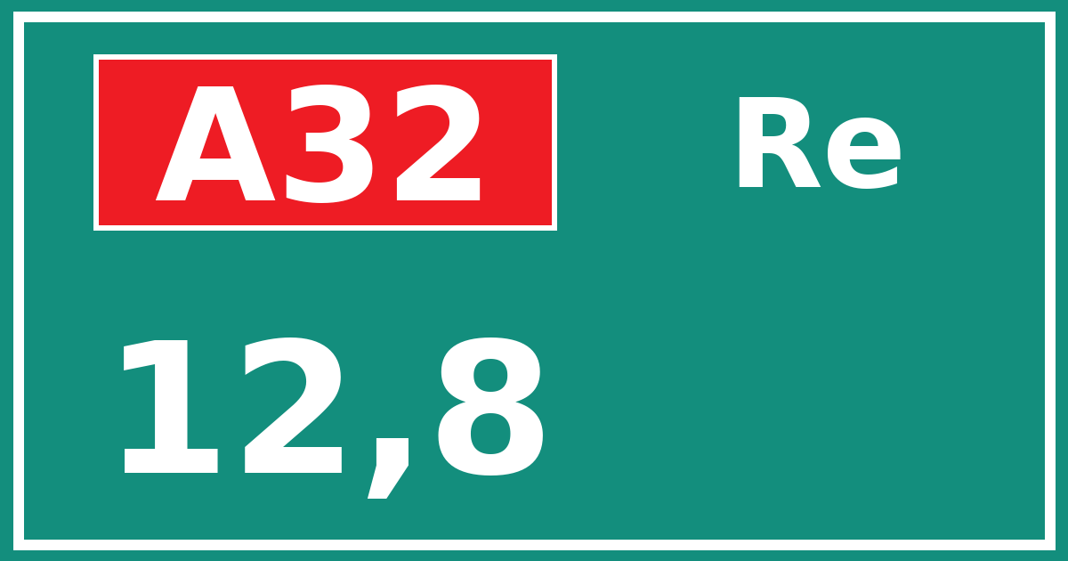 Hectometerbord A32 12,8 zijde Re