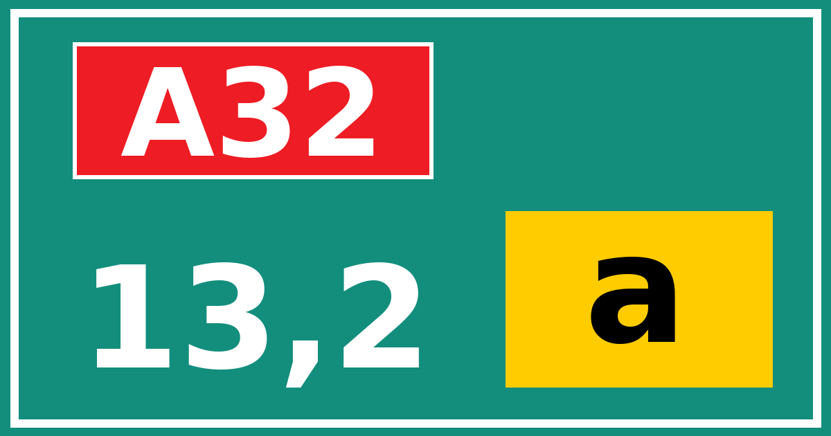 Hectometerbord A32 13,2 letter a