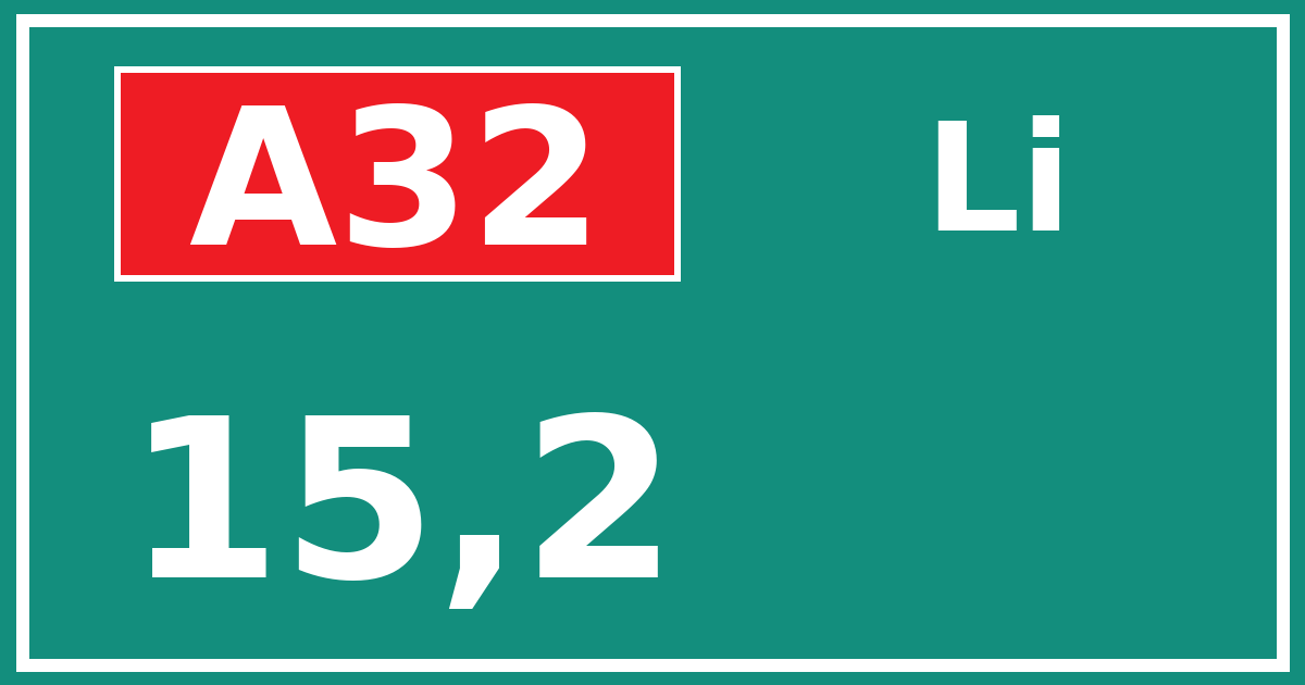 Hectometerbord A32 15,2 zijde Li