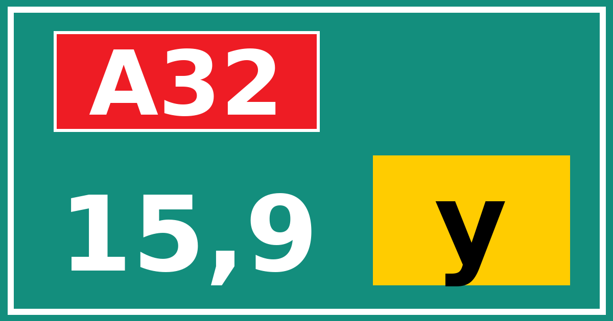 Hectometerbord A32 15,9 letter y