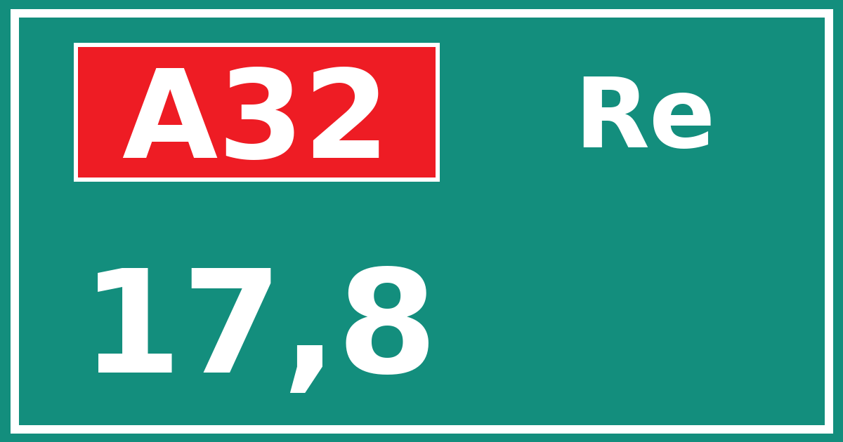 Hectometerbord A32 17,8 zijde Re