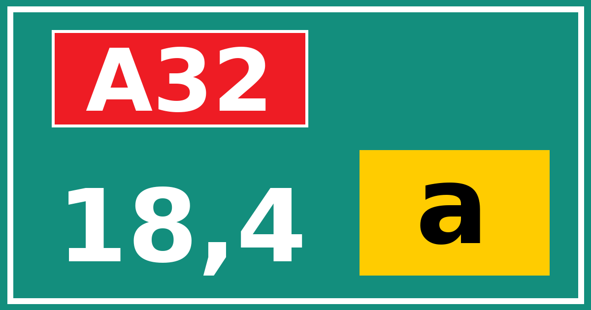 Hectometerbord A32 18,4 letter a
