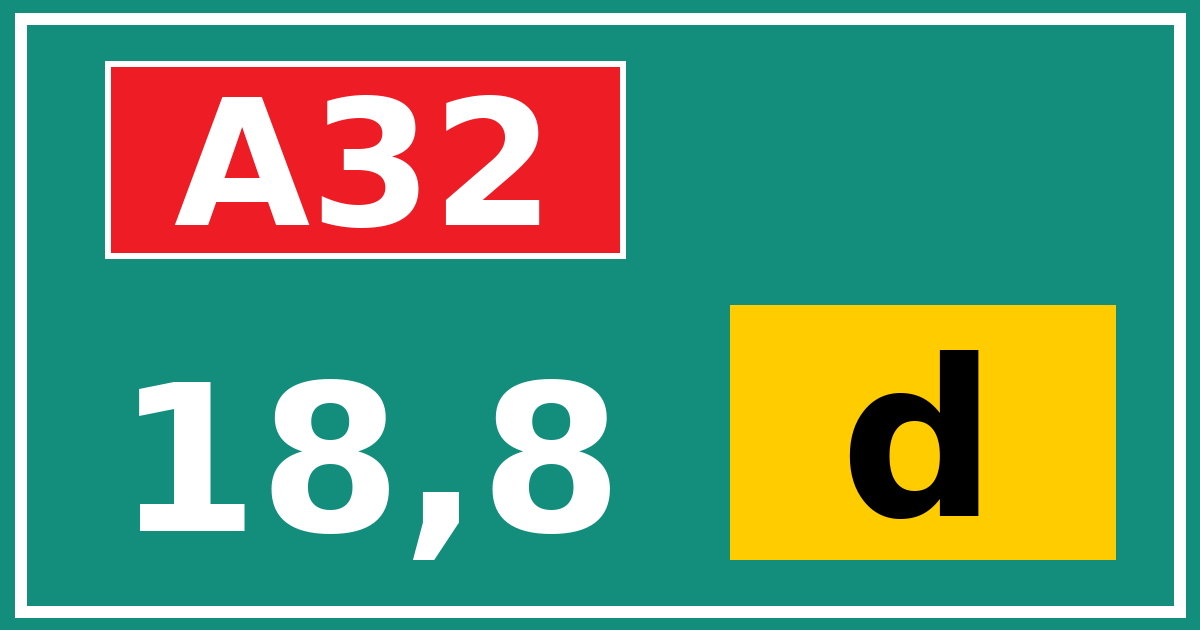 Hectometerbord A32 18,8 letter d