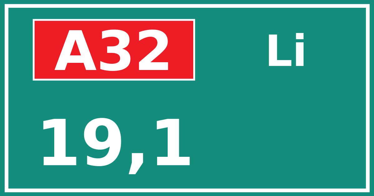 Hectometerbord A32 19,1 zijde Li