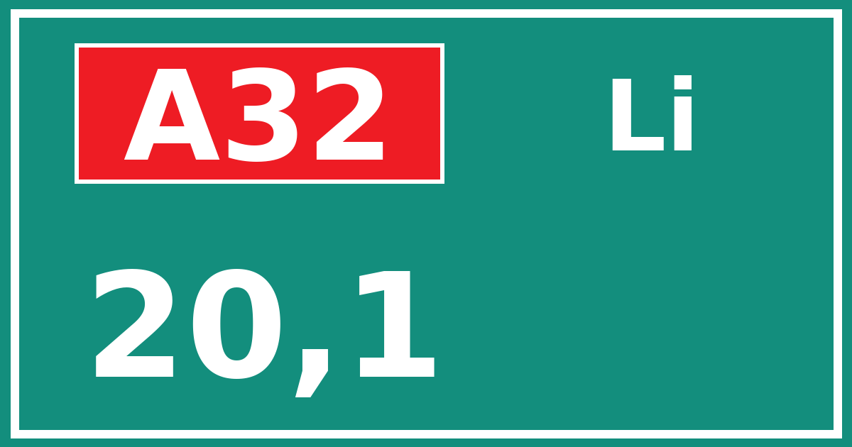 Hectometerbord A32 20,1 zijde Li