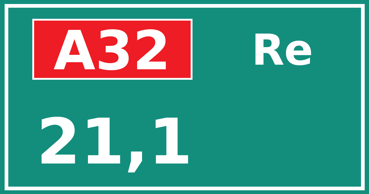 Hectometerbord A32 21,1 zijde Re
