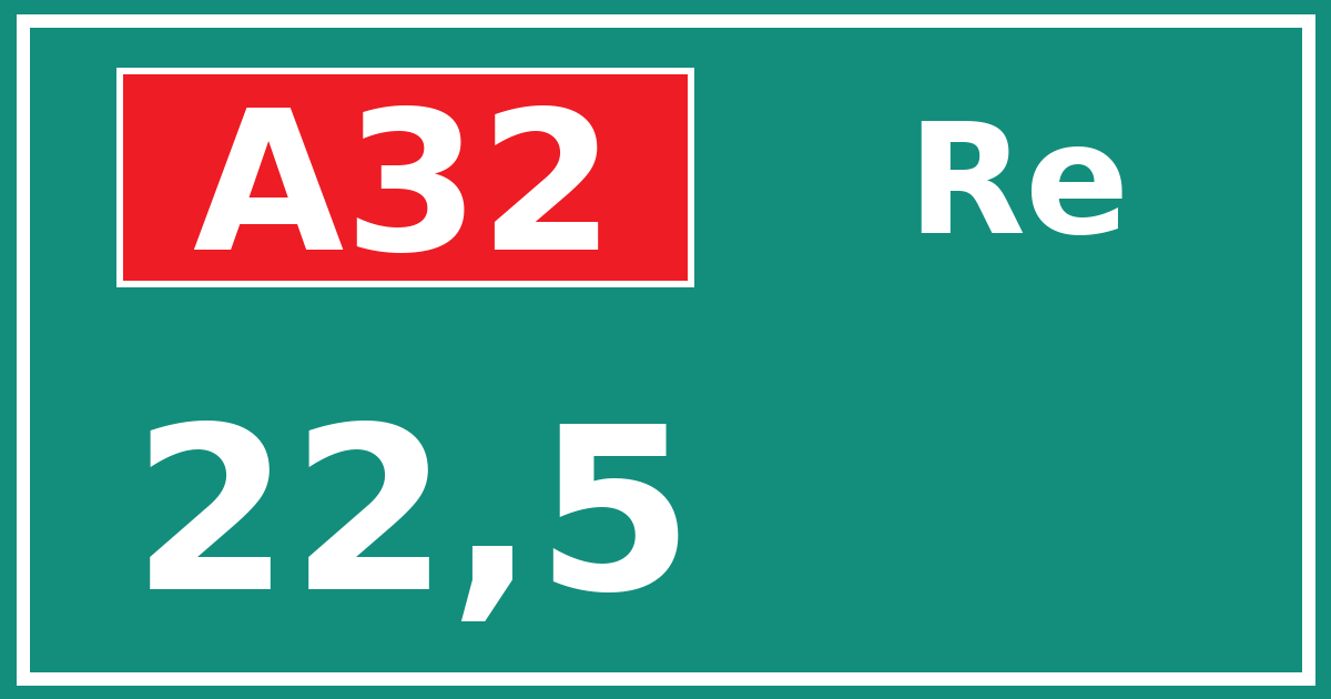 Hectometerbord A32 22,5 zijde Re